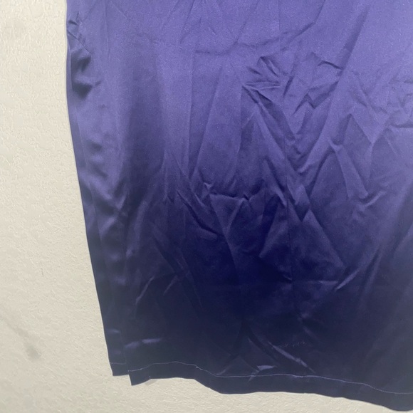 Anthropologie Sateen Trouser Dark Academia Preppy Purple Maxi Skirt High Slit 10 - Picture 11 of 12